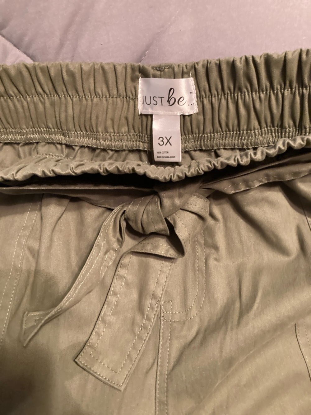 just be Olive Green Drawstring Casual Pants